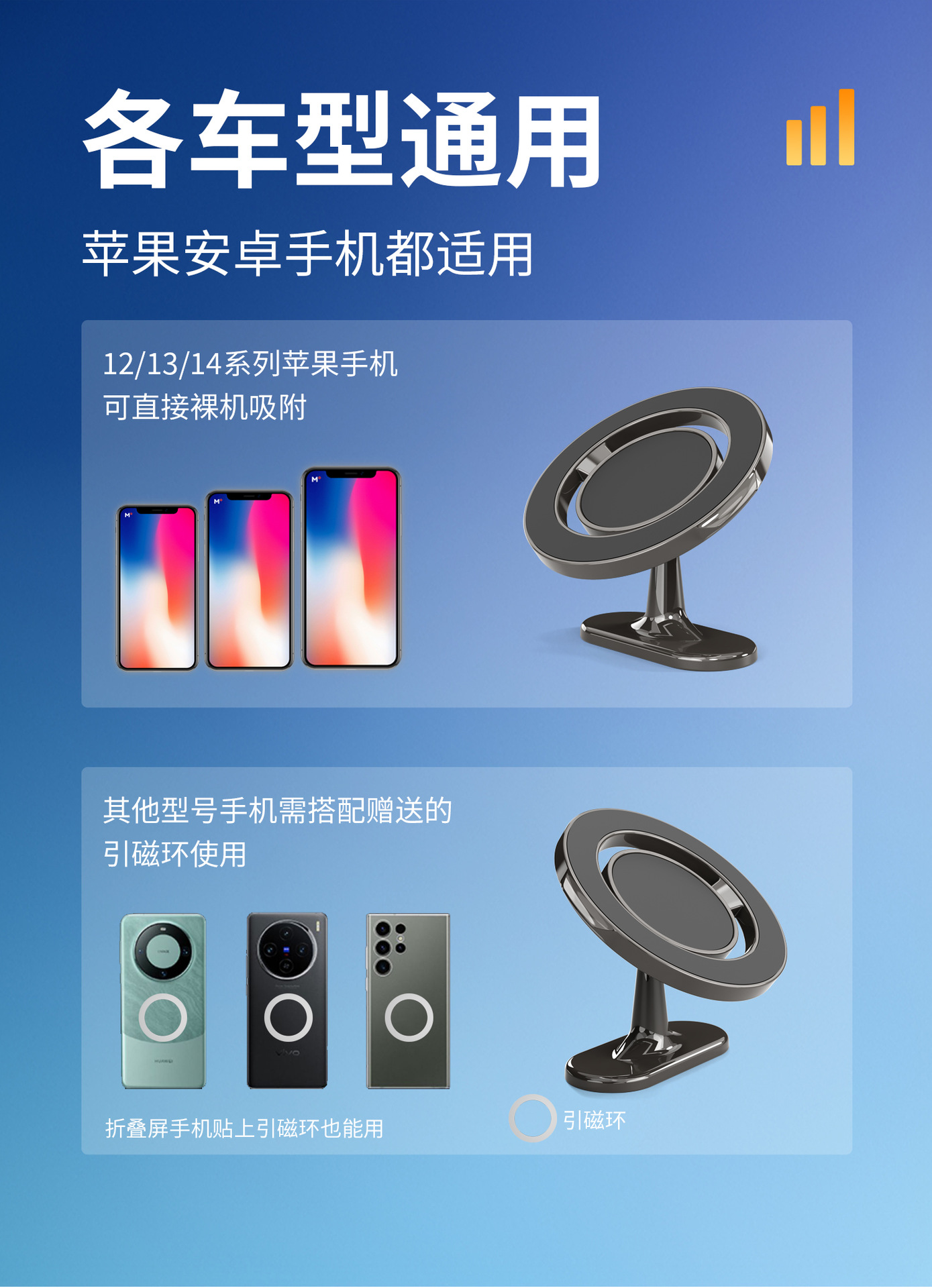 Cross-Border Car Phone Holder Magsafe Magnetic Metal Car Air Vent Dashboard Phone Holder