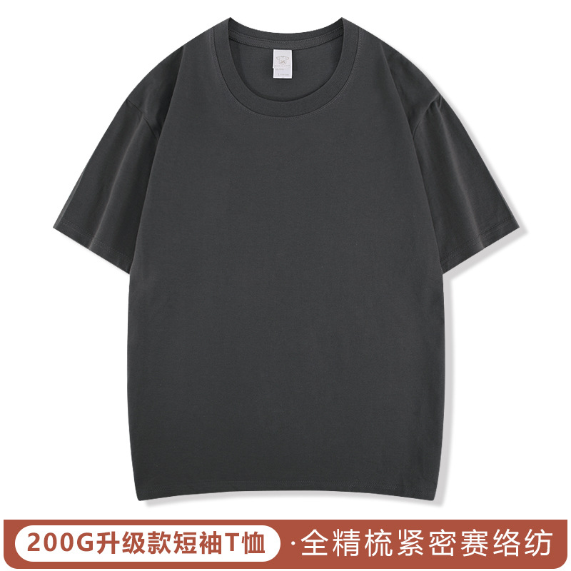 220g algodón peinado Camiseta cuello redondo ropa de trabajo grupo uniforme clase uniforme cultura camisa empresa partido bordado impreso LOGO