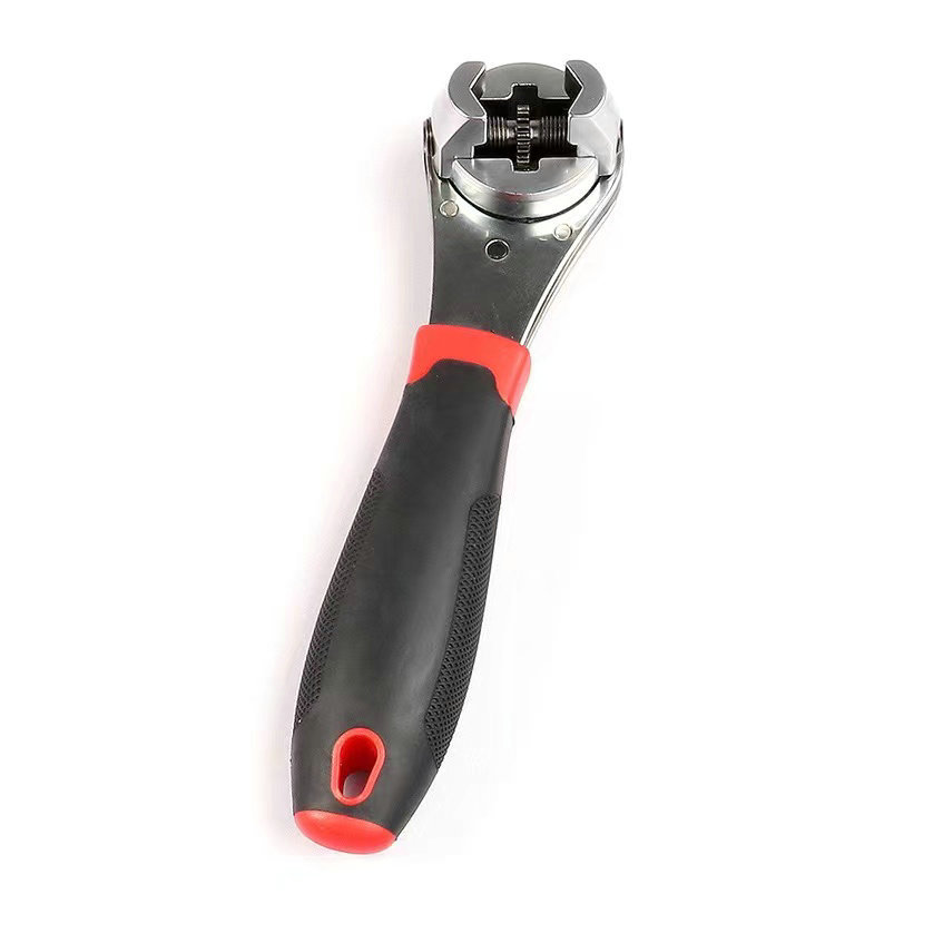 现货供应高档可调式棘轮扳手6-22mm直柄单头铬钼钢多功能棘轮扳手