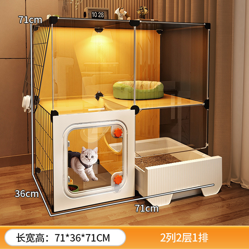 猫ケージ、家庭用屋内猫小屋、猫トイレ一体型、小さなアパート、場所をとらない、1部屋、1リビング、1バスルーム、猫ヴィラ|undefined