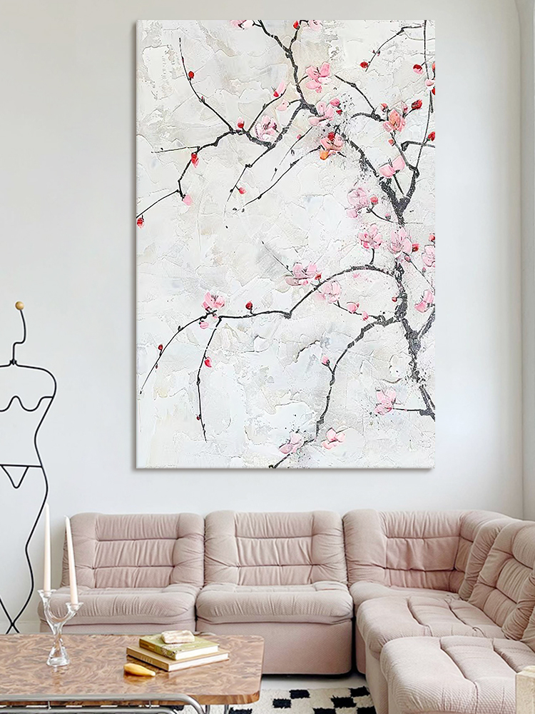 New Chinese style plum blossom hand-painted oil painting