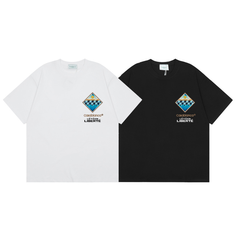クロスボーダーカサブランカ夏新作カサドリームゲートプリント男女兼用ルーズ半袖Tシャツ純綿|undefined