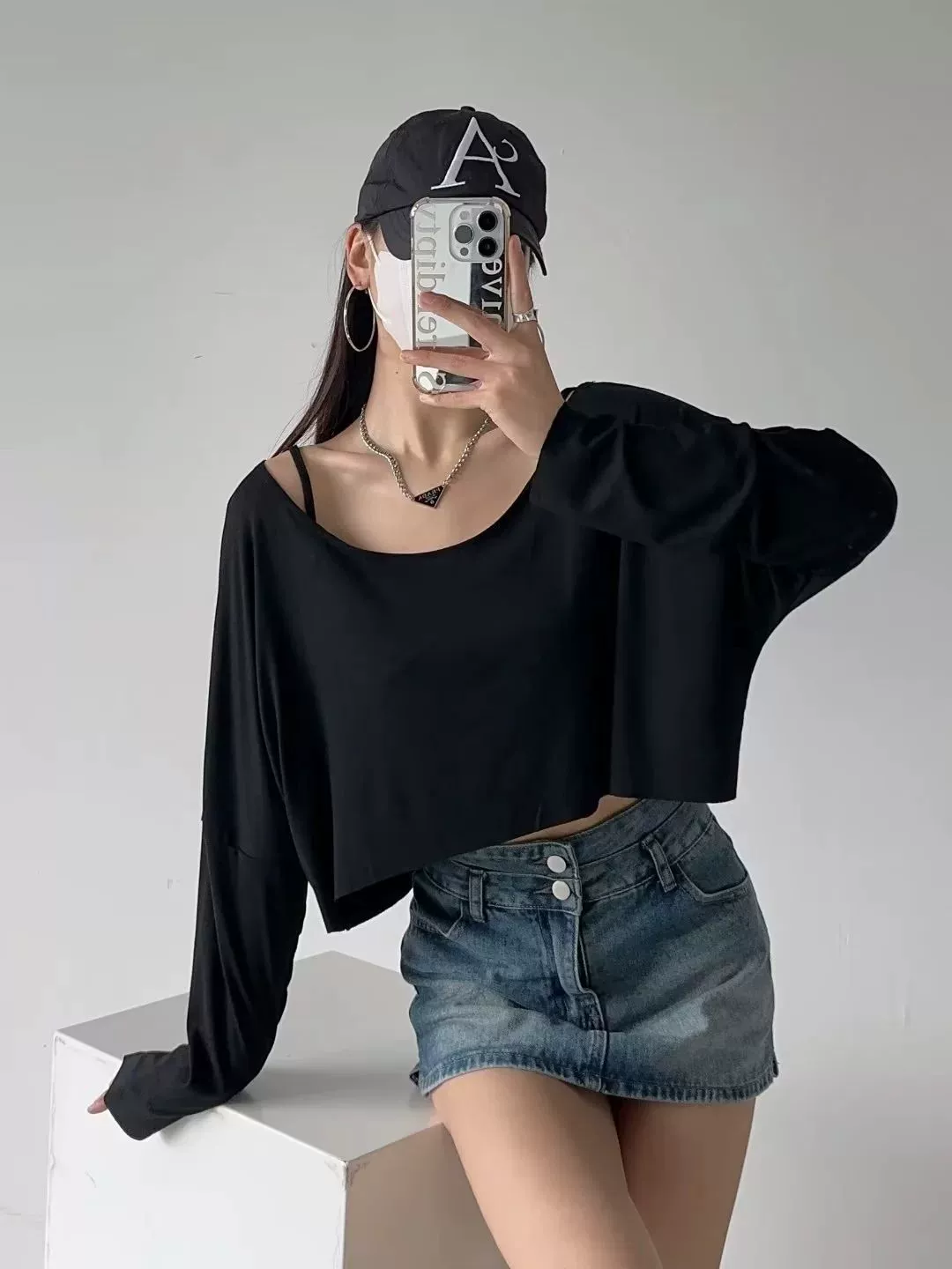 Короткие базовые длинные рукава, европейский стиль, slim fit, свободный крой, квадратный вырез, облегающий