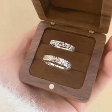 2024碎碎冰情侣对戒足银999纯银戒指一对男女款素圈足银戒指礼物