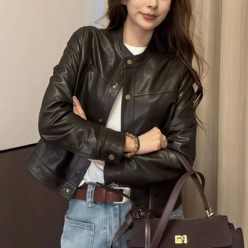 Autumn short black retro jacket, high-quality style