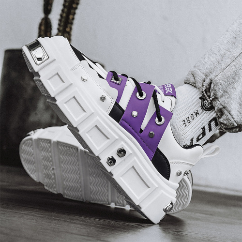 Manufacturer Direct Supply Men's Thick Heel Height Boost Board Shoes Personality Streetwear Trendy Breathable Dad Shoes Men Leather Surface Sports Men's Shoes