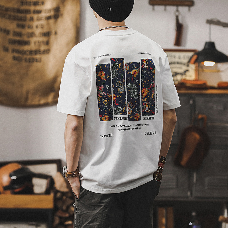 Jereino American Retro Heavyweight T-Shirt Men's Short-Sleeved Summer 2026 New Trendy Brand Loose Men's T-Shirt Jereino American Retro Heavyweight T-Shirt Men's Short-Sleeved Summer 2026 New Trendy Brand Loose Men's T-Shirt