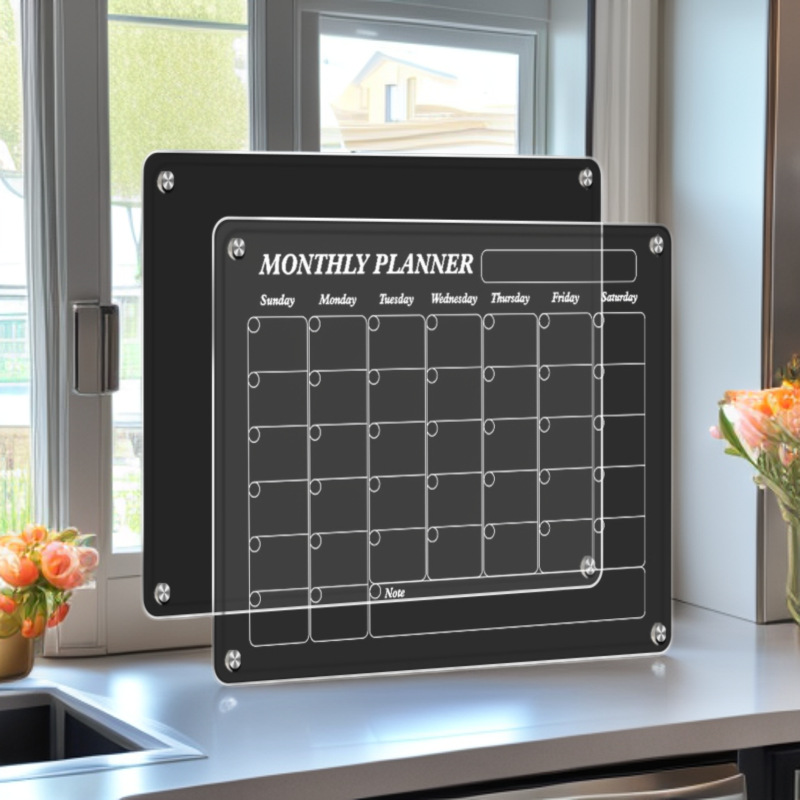 Tablero de notas de acrílico, imán de nevera, esquema de semana magnético transparente, calendario, tablero de mensajes, memo borrable