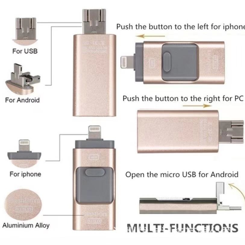 Comercio exterior aplicable transfronterizo Apple typec Android computadora teléfono móvil cuatro en uno u disco metal push-pull u disco 1TB 2TB