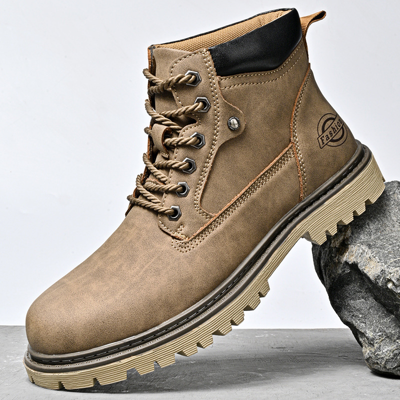 Otoño y invierno de tendencia de cuero casuales botas Martin para hombres herramientas británicas botas para hombres más terciopelo calentador zapatos para hombres tubo medio para hombres