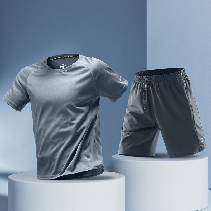 Trajes deportivos de seda de hielo para hombres, ropa de ejercicio, ropa de secado rápido, camisetas de verano, camisetas de baloncesto de entrenamiento delgadas, camisetas de manga corta