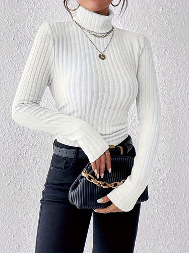 Winter/Spring Exclusive High-Neck V-Neck Long-Sleeve Pilling Knit Top