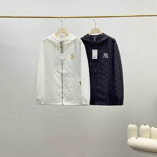 MLB2025 Men's and Women's Zip Hooded Vintage Old Flower Jacquard Embroidered Jacket Casual Loose Sports Jacket