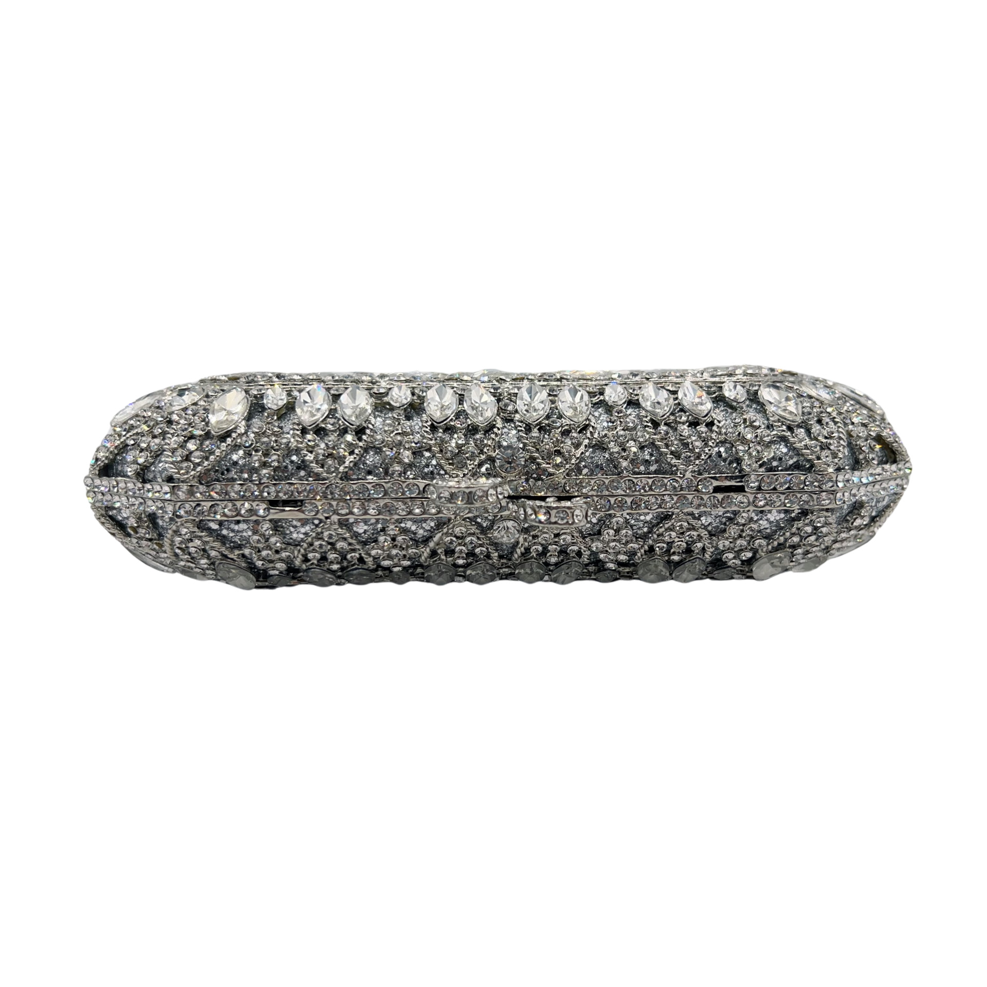 Túi clutch nữ dạ hội đính kim cương nhiều màu, thiết kế kim loại rỗng kiểu Âu Mỹ — Màu vàng kim, Bạc, Nền vàng kim cương trắng, Màu sâm panh chi tiết 7