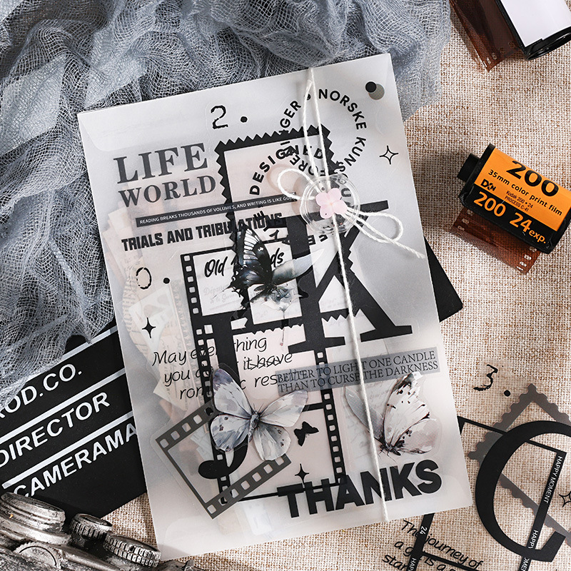 Oscuro elegancia flor Yun niebla superficie impermeable pet pegatinas diy diario pegatinas transfronterizas retro película material de decoración pegatinas