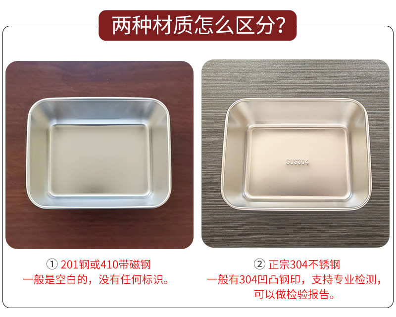 Stainless steel food storage container with lid, leak-proof lunch bag, refrigerator storage container, compartment food box, sample storage container, cross-border.