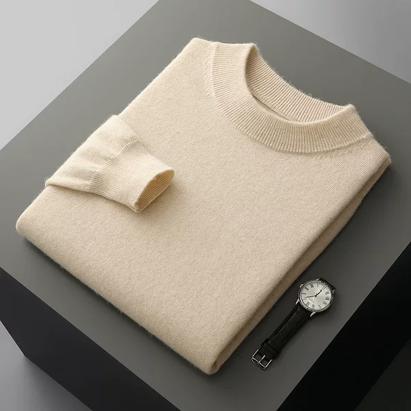 New autumn and winter collection: thickened wool sweater, men's half-turtleneck knitted undershirt, men's winter cashmere sweater, perfect for layering