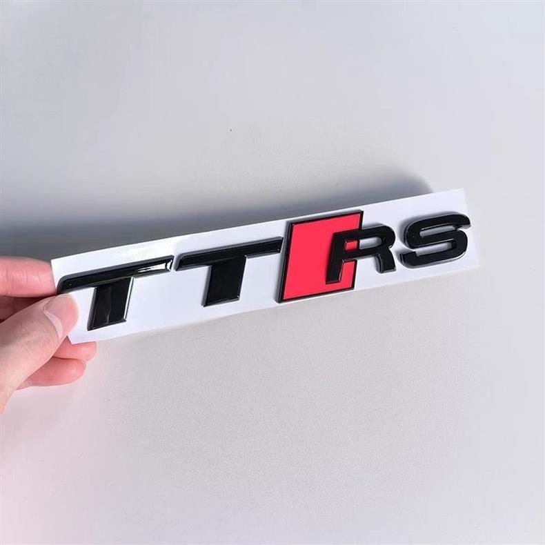 Audi TT car emblem modification: TTS black lettering, center grille emblem, TTRS logo, rear emblem, Sline side sport exterior trim