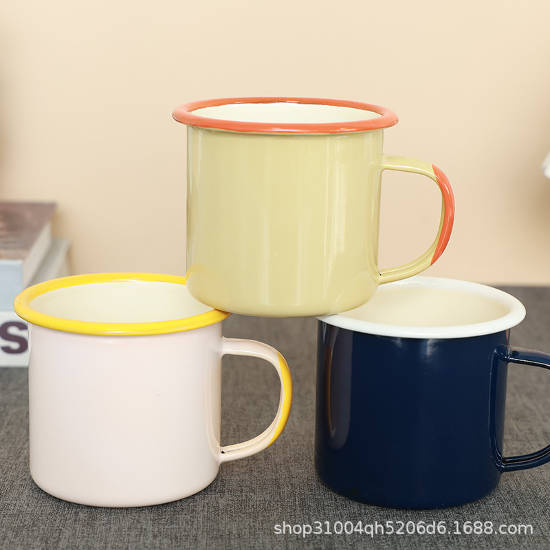 Solid color retro imitation enamel cup mini color mug porcelain…