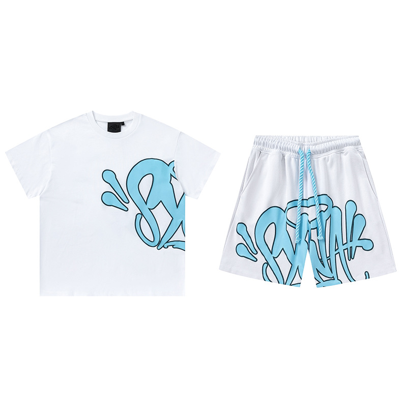 Alta calidad SynaWord americano suelto sudadera con sombrero pantalones Y2K moda pareja casual conjunto Syna