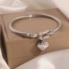 Steel bracelet heart shaped, mirror effect