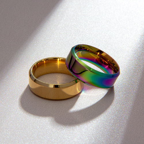 Cross-border European and American old style 8MM glossy stainless steel men's ring simple fashion jewelry factory jewelry wholesale