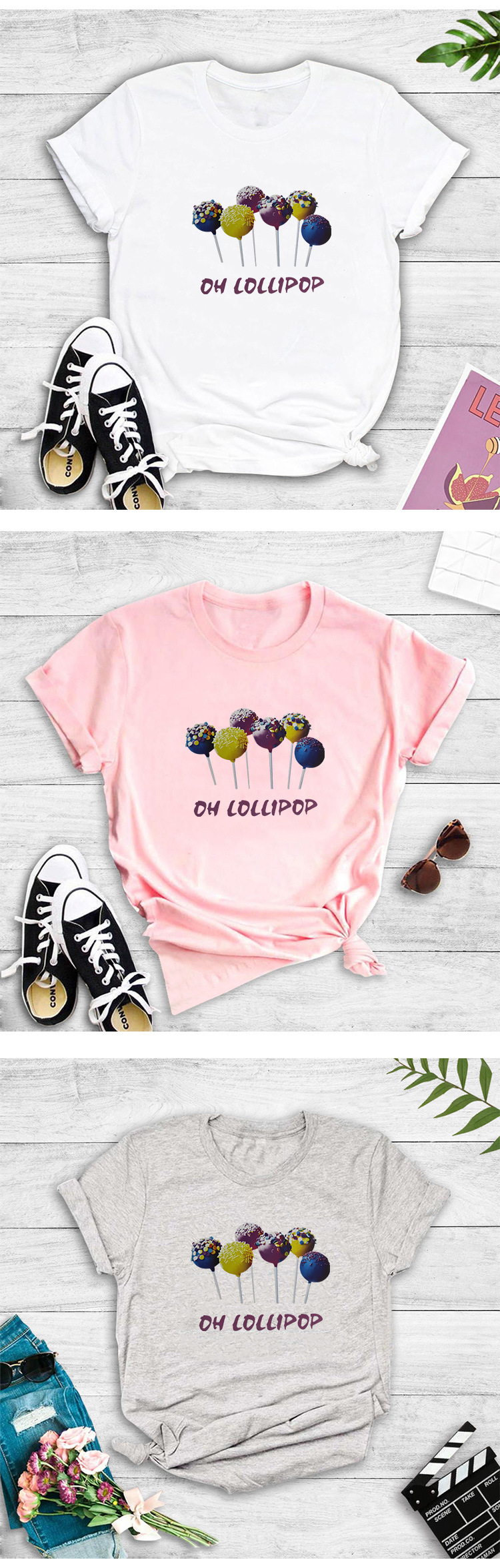round neck color lollipop printing T-shirt NSYIC58753