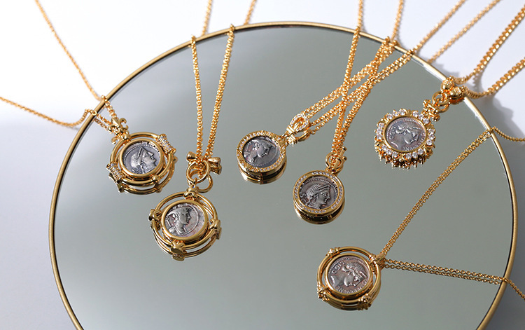 Fashion Portrait Copper Inlay Zircon Pendant Necklace 1 Piece