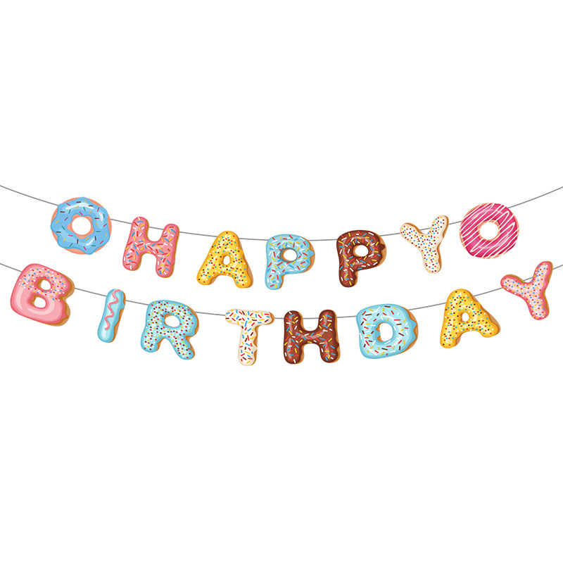 Traje de decoración de taza de papel desechable de Venta caliente transfronteriza donut traje de decoración de fiesta de cumpleaños para niños