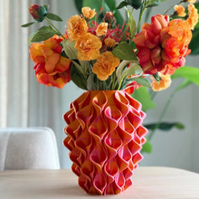 �羳��Ʒ 3D Printed Red Gold Flower Vase �Ӽ҄��⻨ƿ�[��