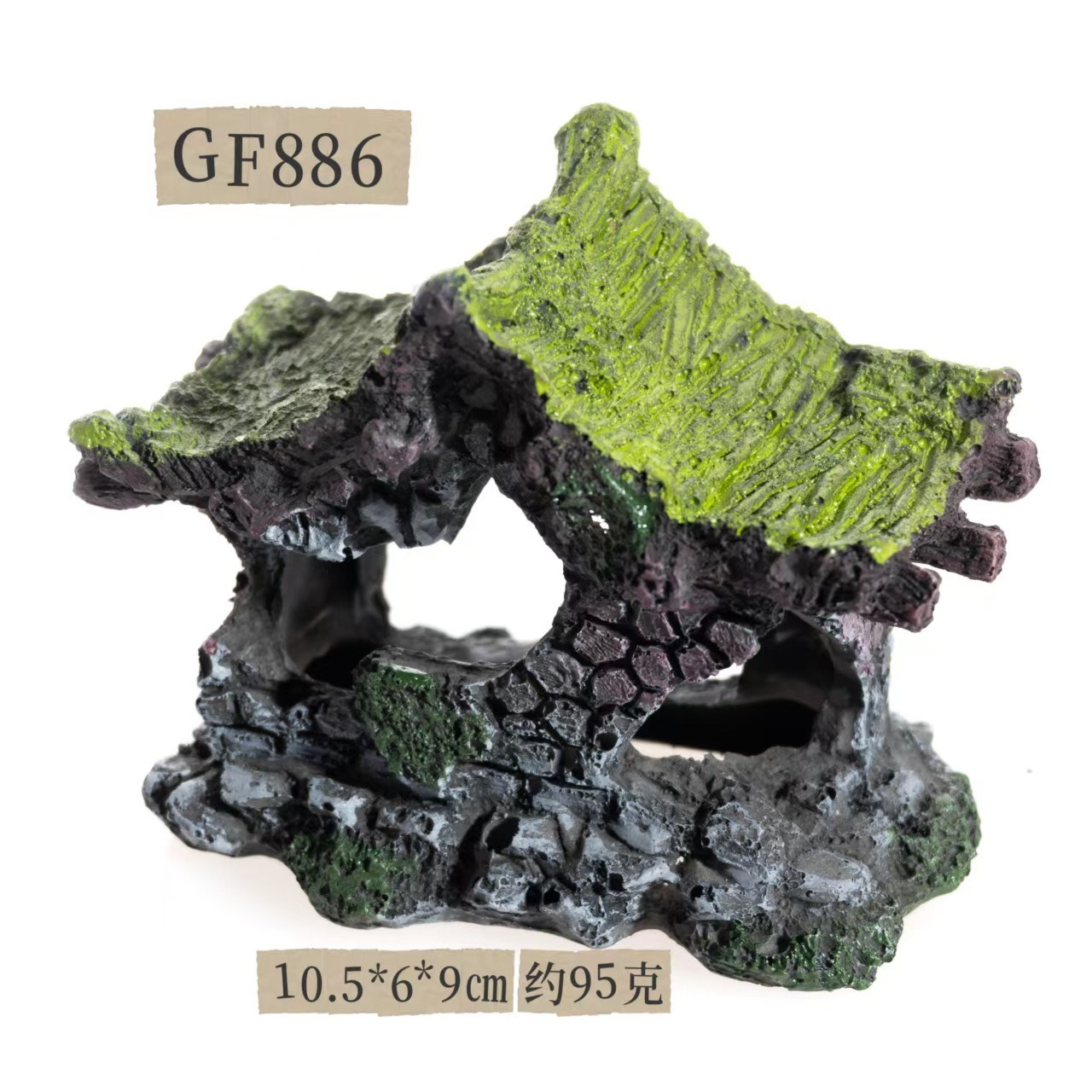 Decoración de paisajismo de pecera Casa de madera en ruinas, pescado y camarones, casa de refugio, decoración lúdica, ático, fábrica de joyas de acuario