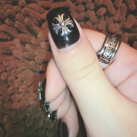 Crocore Nail Art Jewelry Wholesale Internet Celebrity Explosions Cross Metal Nail Diamond Accessories Punk Hexagon Star