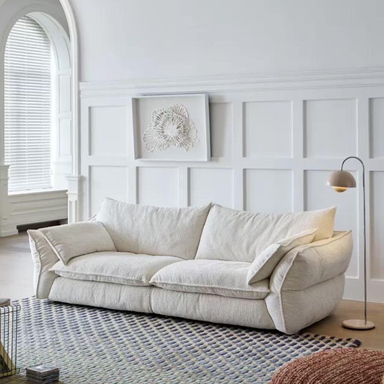 Gladuo Sofa French Retro Cream Style Living Room Fabric Straight-Row Sofa Designer Sofa