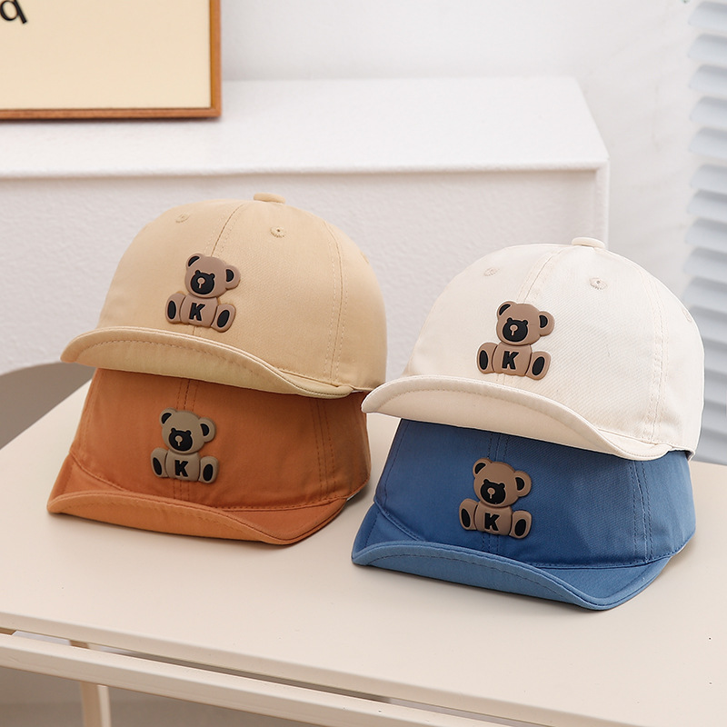 1-3 Sombreros infantiles primavera y otoño delgados bebés Inglés sombrero de béisbol de protección solar gorra de boca de pato para niños coreanos