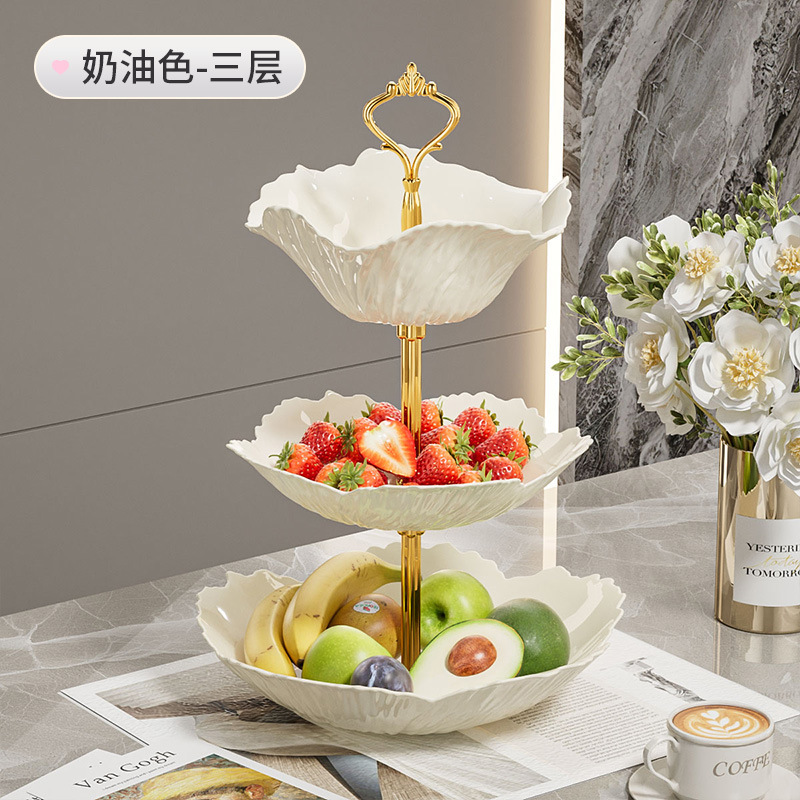 多層花型キャンディプレート北欧クリエイティブハイエンドプラスチックPETフルーツプレート花型三層スナックプレートセット|undefined