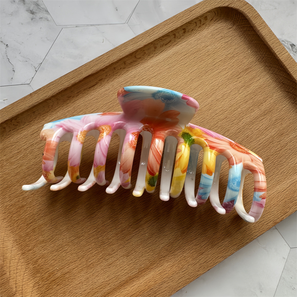 All Seasons Season Women's Gender Elegant Retro Women's Printing Resin Stoving Varnish Hair Claws