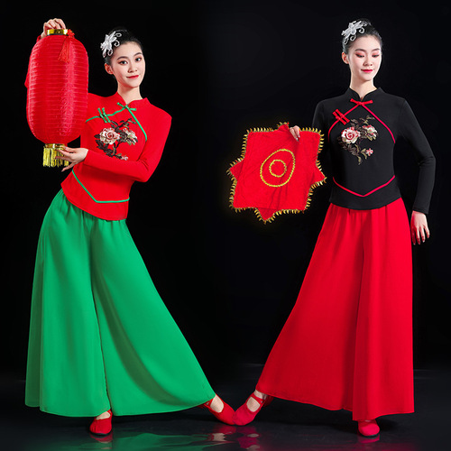 New Yangge Dress Ethnic Costume Classical Dance Costume Chinese Style Set Yangge Dress Square Dance Performance Wear