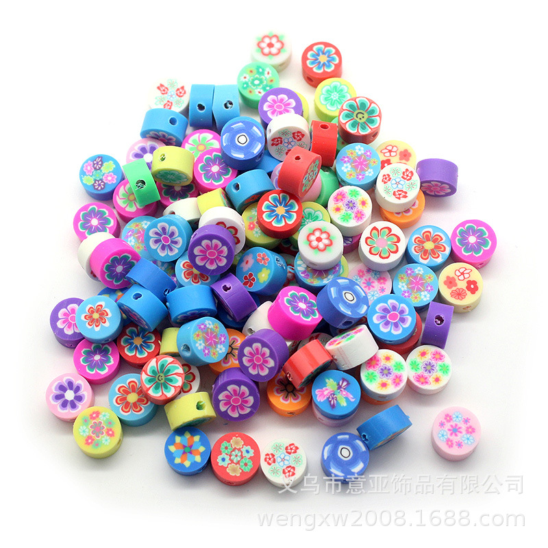 Cuentas de cerámica suave DIY, caras sonrientes, sueltas para pulseras y collares