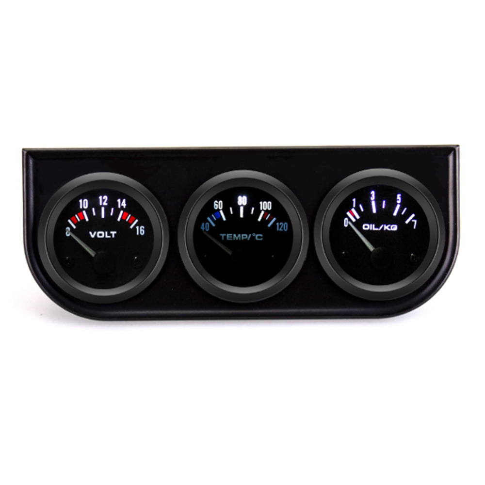 Instrumento de coche modificación instrumento de coche negro triple temperatura del agua temperatura del aceite presión de aceite voltímetro