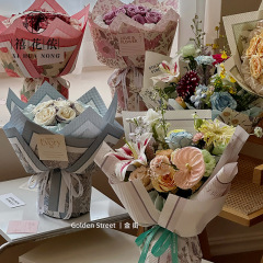 Anna Manor Florist Flower Wrapping Paper with Embossed 3D Rose Fresh Flower Bouquet Wrapping Material