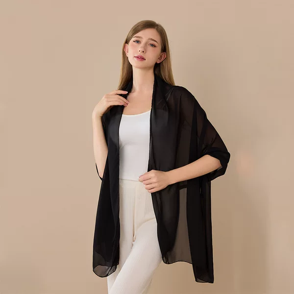 Solid Color Chiffon Extended Shawl for Brides, Bridesmaids, Wedding Dresses, Prom, Parties, Evening Events, Women's Long Versatile Shoulder Wrap