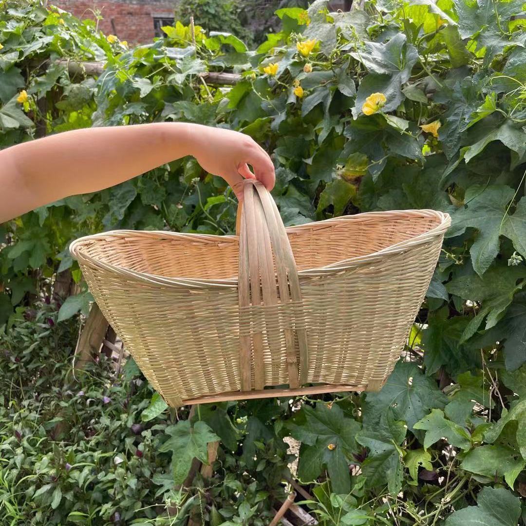 Cesta de bambú Cesta de frutas hecha a mano Cesta de productos de bambú Cesta de almacenamiento Cesta de huevos Cesta de bambú Cesta de mano Cesta de verduras de bambú