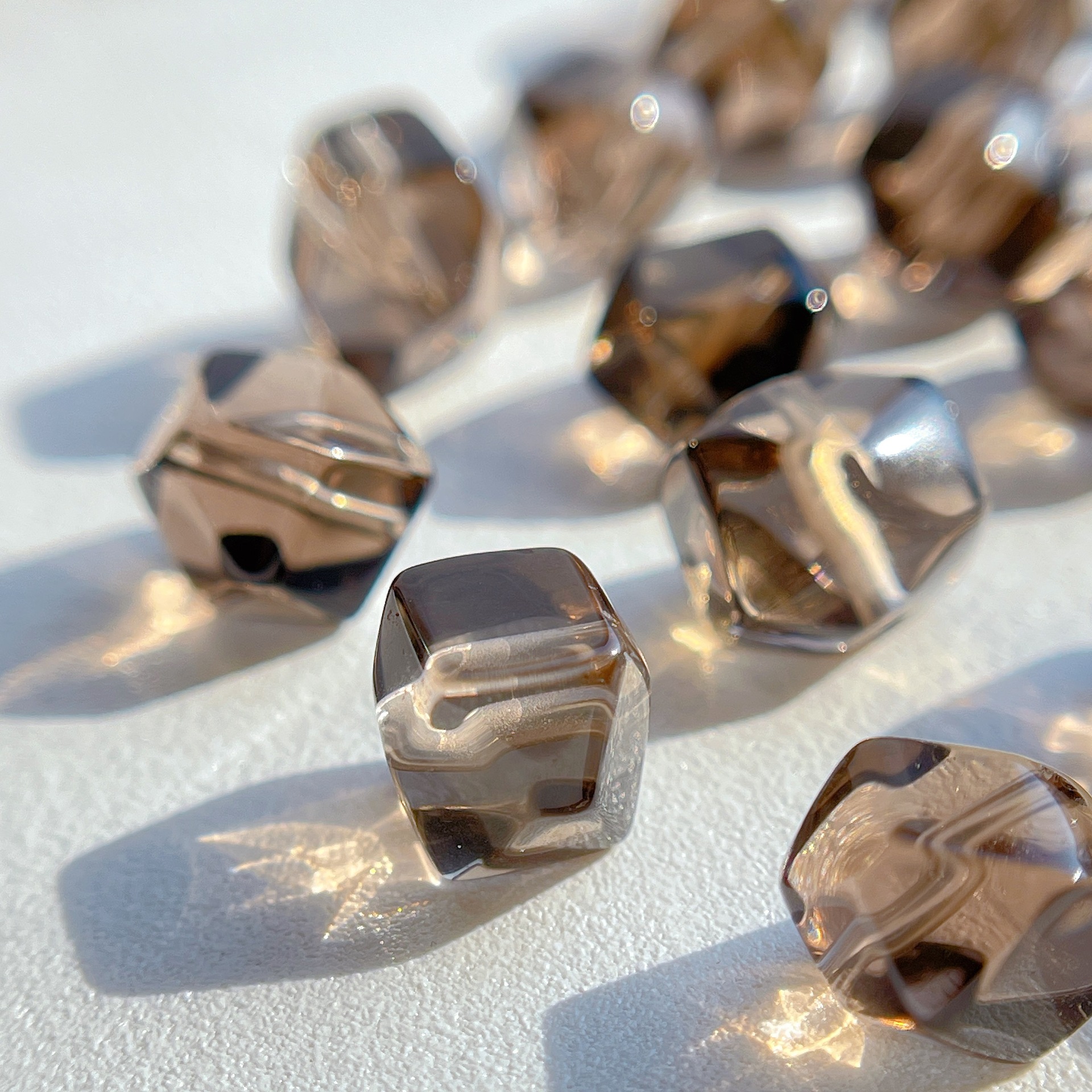 Natural Tea Crystal DIY Jewelry Accessories Single Beads Accompanying Faceted Loose Beads Spacer Crystal Jewelry Bracelets with Beads
