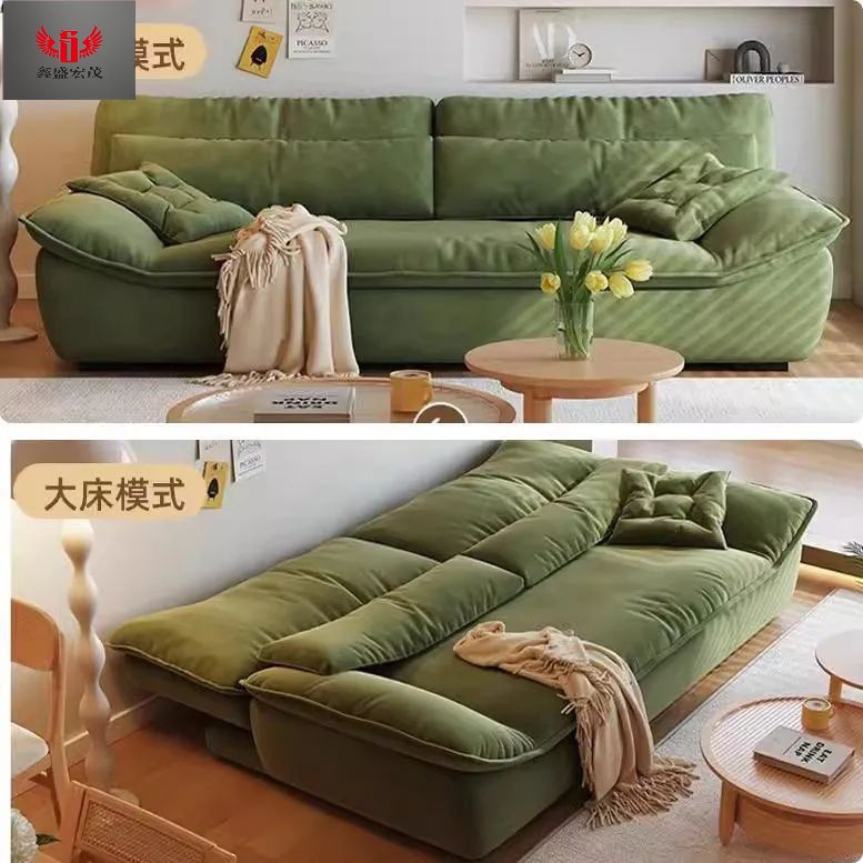 Sofá de vela multifuncional cama de doble propósito pequeño apartamento de sala de estar crema plegable garra de gato sofá de tela de lana