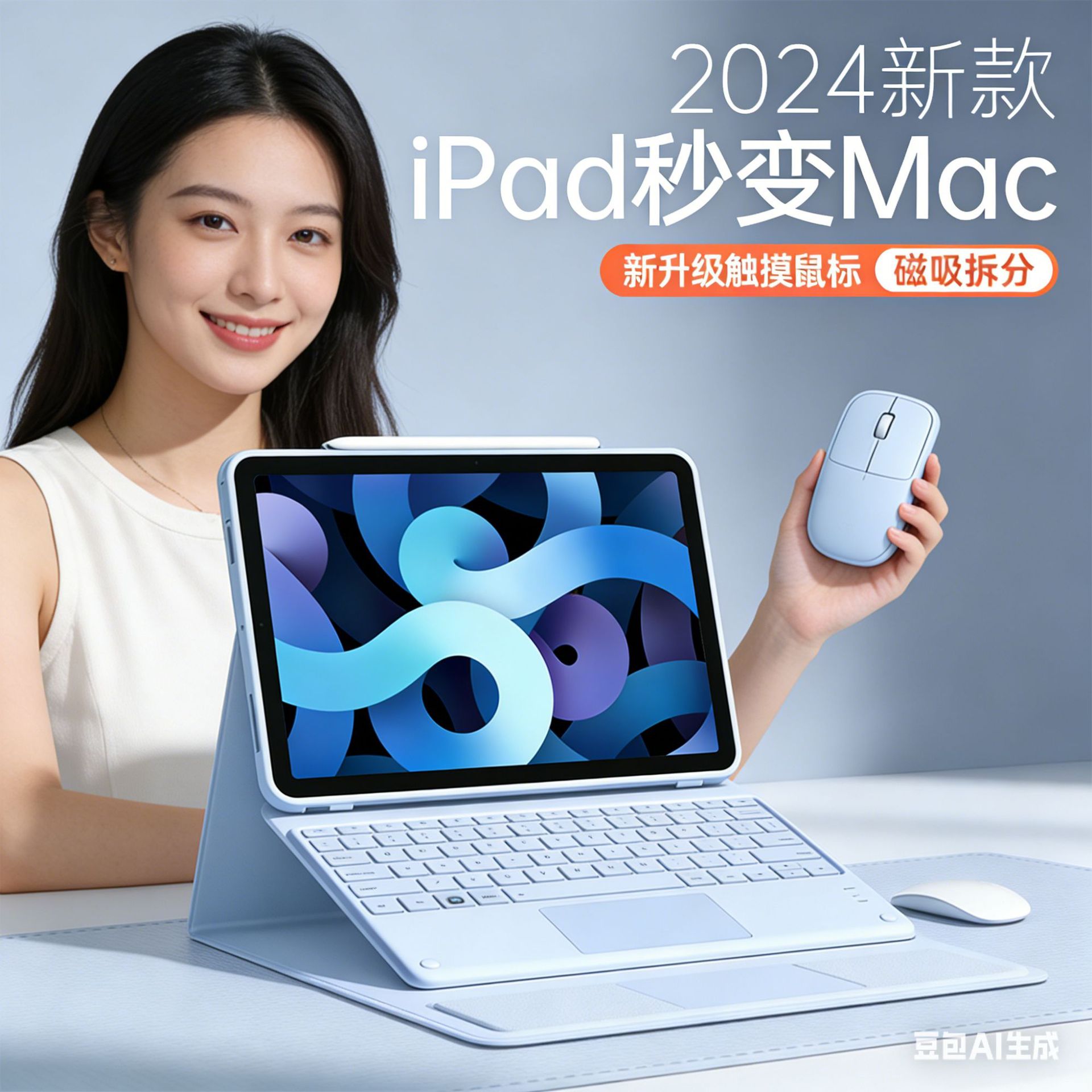 Suitable for iPad 11Th Generation A16 with Pen Slot Magic Keyboard Apple Protective Solid Color Case Pro2024 Tablet Protective Cover