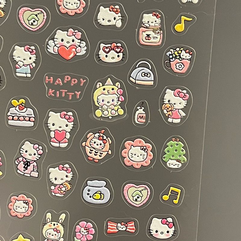 Little Red Book with Cute hellokitty Cat Nail Art Sticker Relief Stereo Hello Kitty Kt Water Cup Mobile Phone Sticker