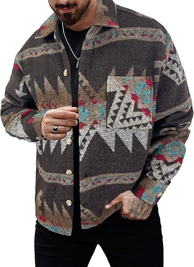 Giacca jacquard uomo maniche lunghe stile western cotone_voghion.com