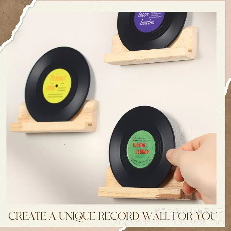 Solid wood wall-mounted vinyl record rack, wall-shaped partition wall decoration rack, simple style CD storage rack