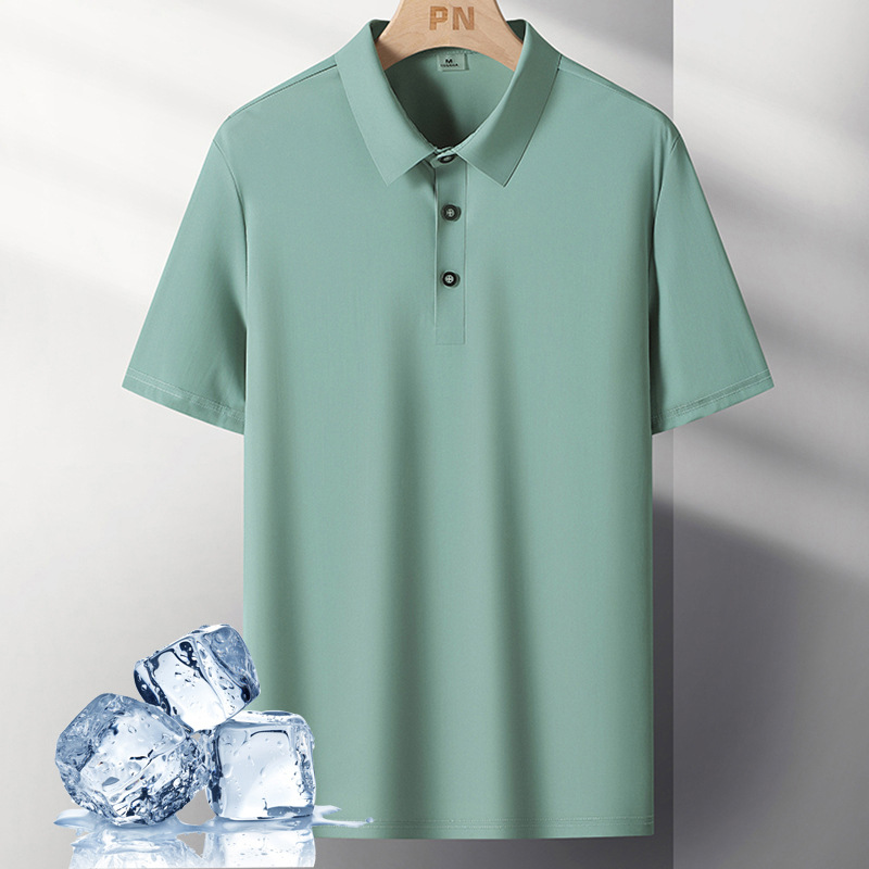 Camiseta de verano de hielo de manga corta Polo para hombre delgada ropa de papá con solapa de ropa de negocios casuales camiseta de papá para hombre