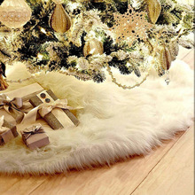 跨境圣诞毛绒树裙 纯白色长毛圣诞节树裙圣诞树底部装饰品地毯